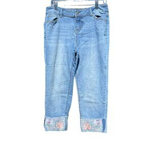 Embroidered Cuffed Women's Jeans